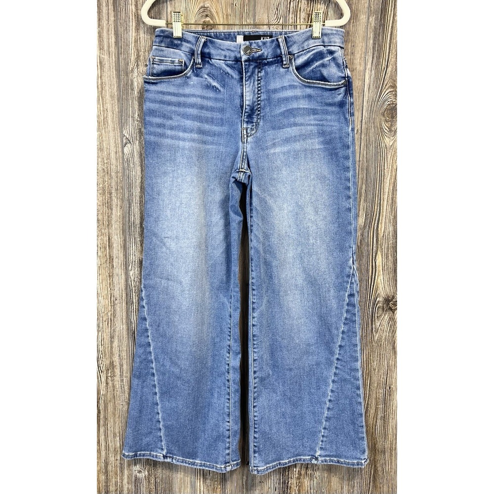 KUT Meg Fab AB Wide Leg Cropped Jeans Womens 6L Blue Denim Stretch Light Wash